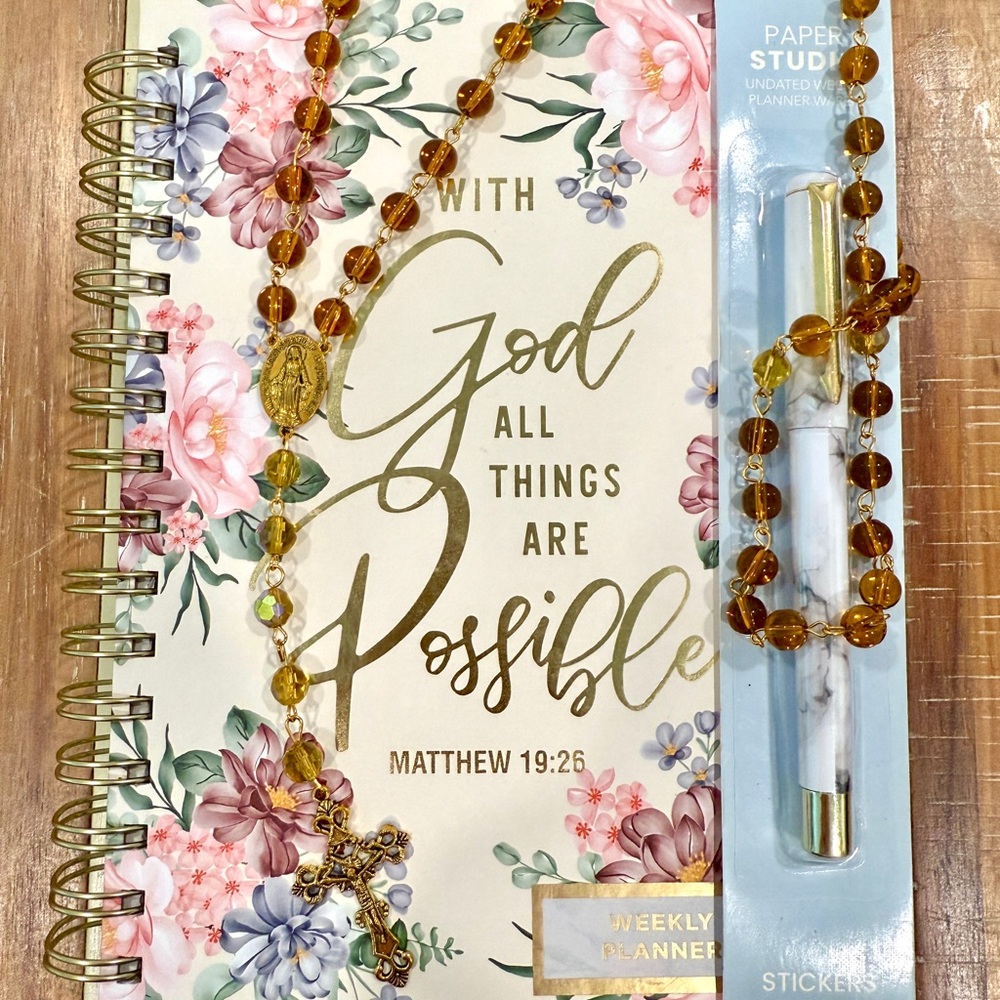 Bundle: Handmade Rosary and Weekly Planner